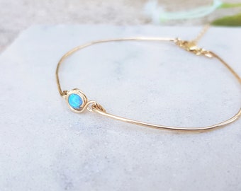 Natural Opal Bracelet,Opal Gemstone Bracelet,Genuine Opal Gold Filled,October Birthstone,Opal Dot Bracelet,Opal Jewelry,Turquoise Bracelet