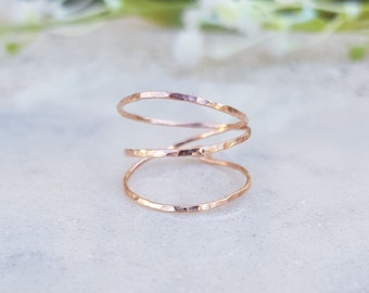 Rose Gold Filled 14k Ring, Gold Ring, Wire Wrapped Ring, Dainty Ring, Double Ring, Gift For Her, Valentines Day Gifts, Minimal Ring.