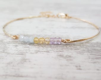 Best Holiday Gift, Custom Birthstone Bracelet, Gift For Her, Mothers Custom Bracelet Gift, Family Gemstone Bracelet, Personalized Jewelry,
