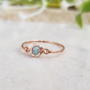 14k Rose Gold Ring,Minimal Ring,Aqua Blue Rings,Rose Gold Ring Solid,Gemstone Gold Filled 14k Ring,Birthstone Turquoise Ring,Dainty Ring image 4