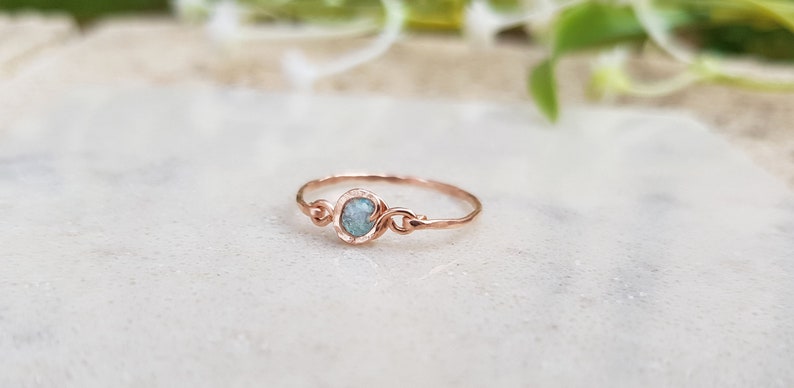 14k Rose Gold Ring,Minimal Ring,Aqua Blue Rings,Rose Gold Ring Solid,Gemstone Gold Filled 14k Ring,Birthstone Turquoise Ring,Dainty Ring image 4