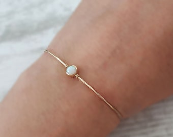 14K Gold Filled Bracelet,Tiny Opal Bracelet,Simple Dainty Gold Bracelet,Minimal Gold Bracelet,Cuff Bracelet,Delicate Ethiopian Opal Bracelet