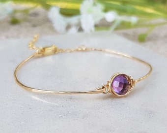 February Birthstone Bracelets for Women,  Amethyst Bracelet, Raw Amethyst Healing Stones Bracelet, Purple Amethyst Gemstone Bracelet