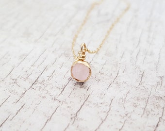 Rose Quartz Necklace Gold - Etsy