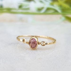 Tourmaline Ring, Natural Pink Tourmaline Ring, 14k Gold Tourmaline Ring, Wire Wrapped Ring, Dainty Tourmaline Ring, Gemstone Ring, Pink Ring