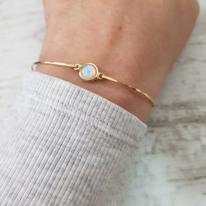 Ethiopian Opal Bracelet,14K Gold Filled Bracelet,Tiny Opal Bracelet,Simple Dainty Gold Bracelet,Minimal Gold Bracelet,Cuff Bracelet,Delicate