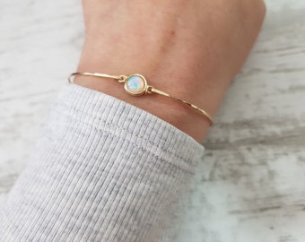 Ethiopian Opal Bracelet,14K Gold Filled Bracelet,Tiny Opal Bracelet,Simple Dainty Gold Bracelet,Minimal Gold Bracelet,Cuff Bracelet,Delicate