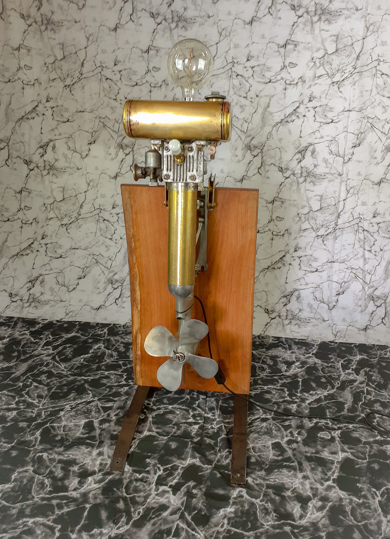 Vintage Seagull Outboard Motor Lamp Revived Brass Fuel Tank Etsy