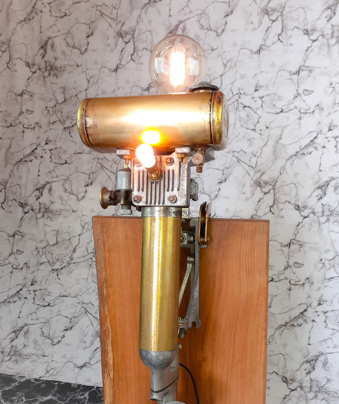 Vintage Seagull Outboard Motor Lamp Revived Brass Fuel Tank Etsy