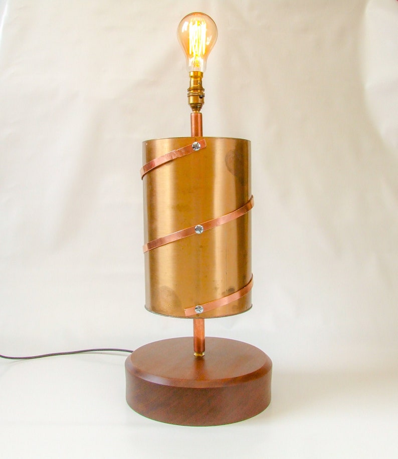 Vintage Handmade Brass Cylinder Table Lamp with Handturned Etsy