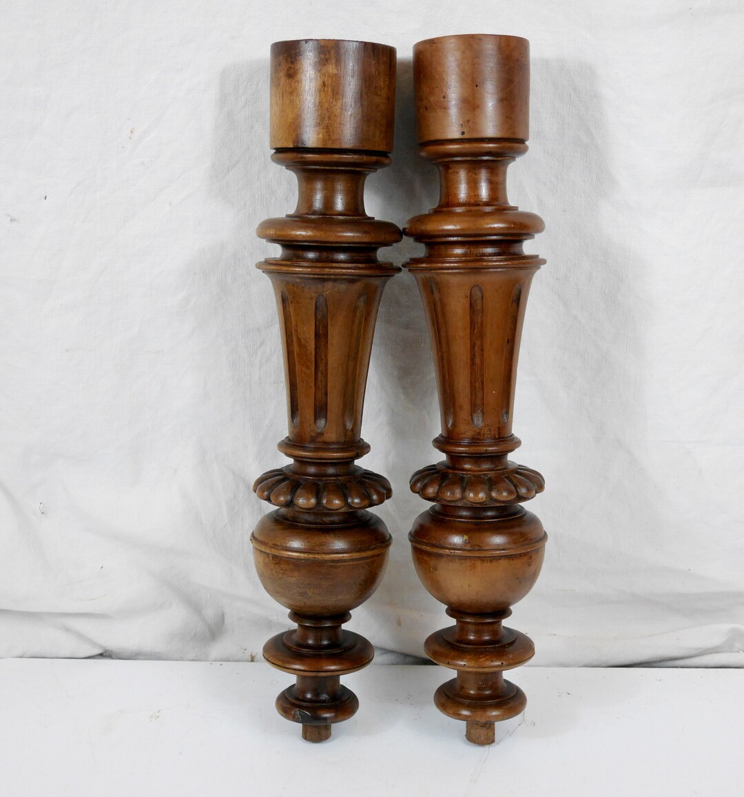 Walnut Columns 2 Old Columns Carved in Walnut Wood - Etsy