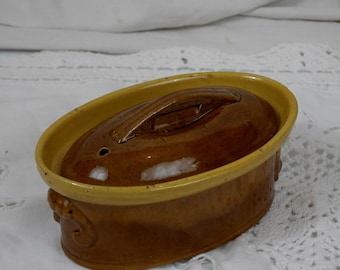 small terrine LA BOURGUIGNONNE enamelled terracotta french