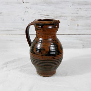old terracotta pitcher jug enamelled water cider Breton stoneware from Puisaye enamelled old terracotta pitcher jug