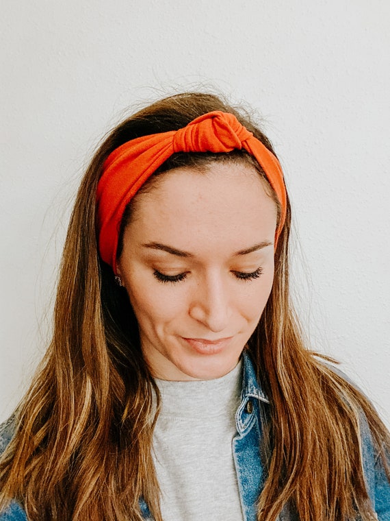 Orange Headband Adult soft and stretchy headband knotted Etsy