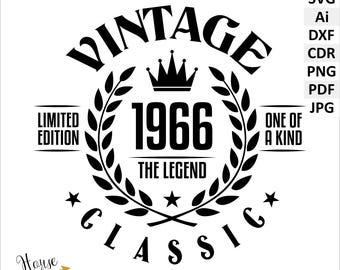 60th Birthday SVG, Vintage 1966 Design (Digital Download). Man's 60 th Birthday DIY
