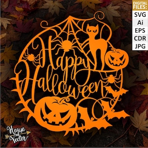 Halloween Clipart SVG, EPS, Ai, png. Fröhlicher Halloween-Vektorgrafik als digitaler Download. Silhouette Halloween Cliparts. Druckbare Jpg- und Pdf-Dateien