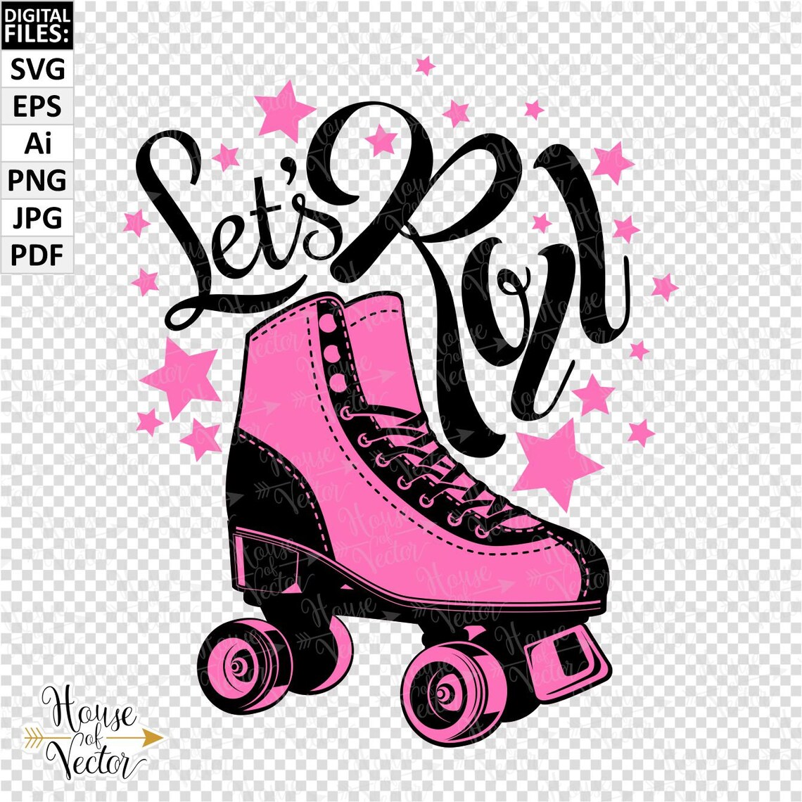 Roller Skates Clipart SVG EPS Ai PNG Dxf Cdr. Let's Etsy