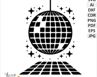 Disco ball SVG vector files clipart. Party DIY cut file, funny birthday party digital download files. Printable Pdf, PNG. Sublimation files.