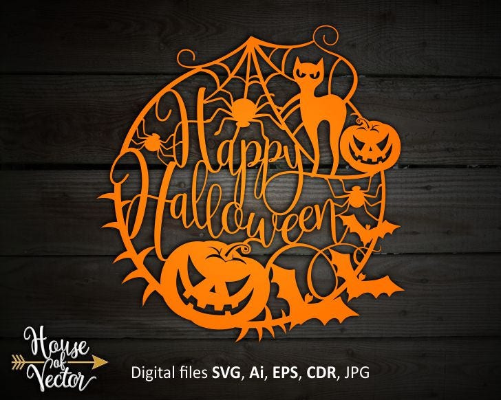 Halloween clipart SVG EPS Ai cdr. Happy Halloween vector | Etsy