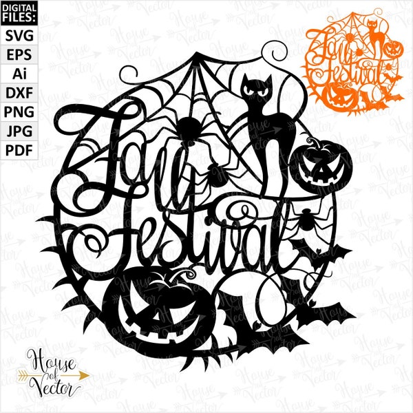 Fall Festival clipart SVG, EPS, Ai, png. Fall Festival vector digital download file. Silhouette Halloween clipart. Printable Jpg, Pdf files