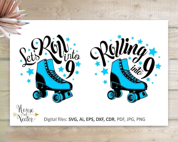 Download Roller Skate Clipart Svg Eps Ai Dxf Cdr 9th Birthday Vector Etsy