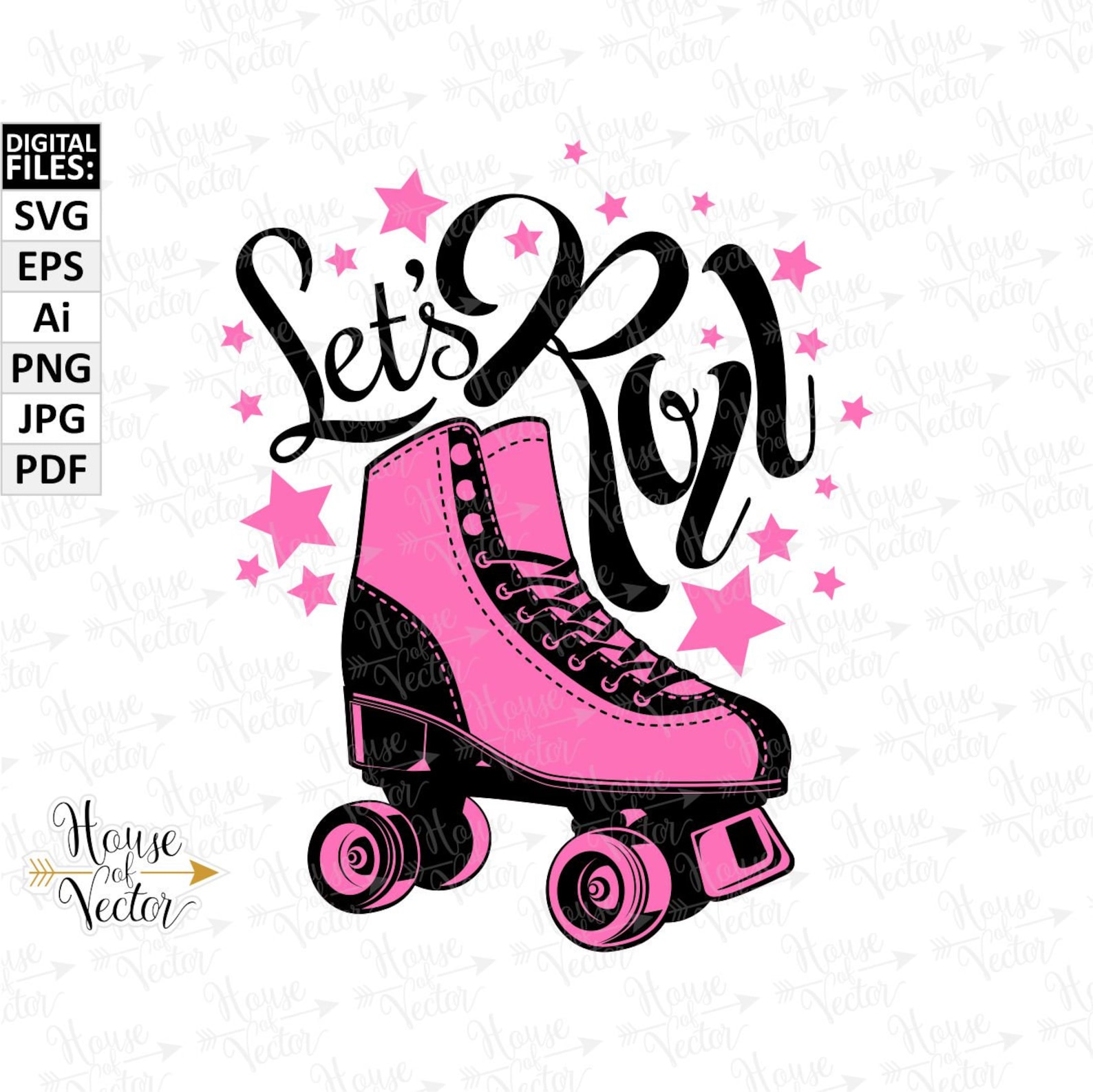 Roller Skates Clipart SVG EPS Ai PNG Dxf Cdr. Let's Etsy