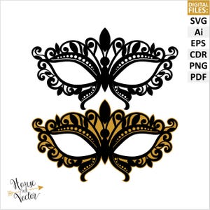 Karneval Maske Silhouette digitale SVG Clipart. Party, Halloween, Karneval Maske vektor digitale Clipart SVG, eps, ai, cdr. Druckbares Pdf, PNG