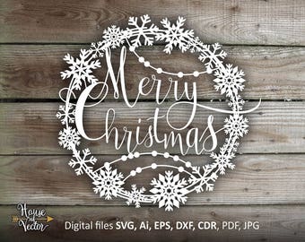 Christmas clipart SVG EPS Ai cdr. Merry Christmas vector digital download file. Silhouette Christmas clipart. Printable Jpg and Pdf files