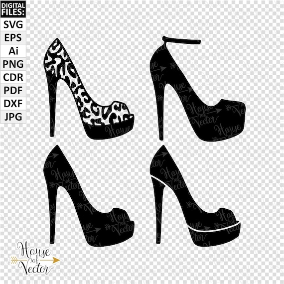 High Heel Silhouette SVG Clipart. Shoe Vector Digital Download -  Israel
