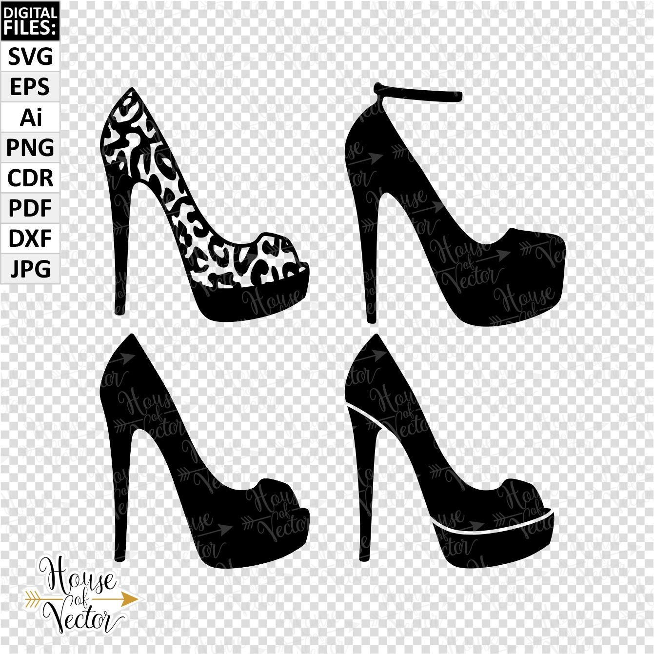 SVG High Heels Cut File Stiletto Clipart SVG DXF Jpg 