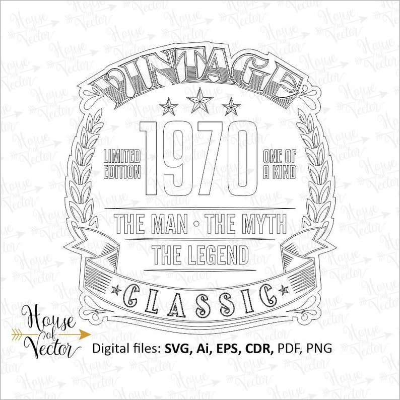Download 50th Birthday vintage style SVG vector files clipart. The ...