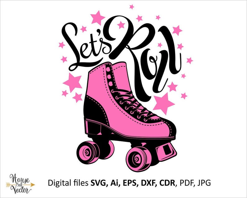 Roller skates clipart SVG EPS Ai Dxf cdr. Let's Roll | Etsy