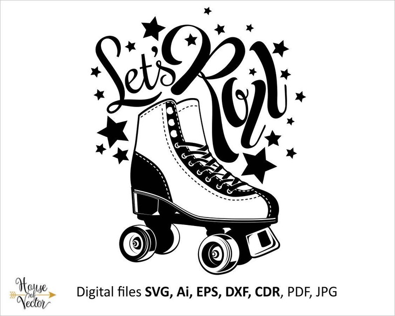 Roller skates clipart SVG EPS Ai Dxf cdr. Let's Roll | Etsy