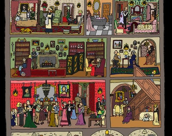 Agatha Christie - house party illustration