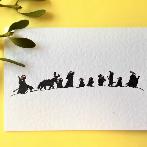 LOTR Fellowship - silhouettes with hats Christmas A6 card with envelope
