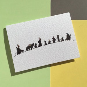 LOTR Fellowship - silhouettes with hats birthday greeting card, A6 size