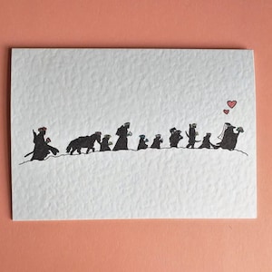 Bourse LOTR - silhouettes mariage/fiançailles carte A6 avec enveloppe