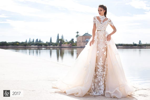 flower embellished wedding dress