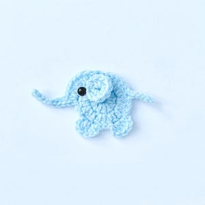 Crochet Elephant Appliqués, 1 Blue Elephant Motif, Embellishments, Sewing, Crochet, Elephant Motif, Baby Colours, Baby Elephant Motifs