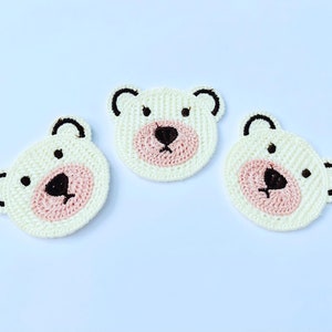 Embroidered Teddy Appliqués, 3 Cute Bear Motifs, Embellishments, Sewing, Crochet, Teddy Motif, Baby Colours, Pink And Cream Motifs