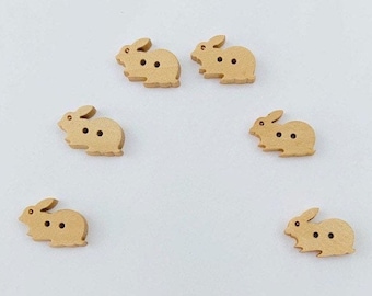 Wooden Buttons, 6 Little Rabbit Wooden Buttons, Sewing, Crochet, Knitting, Scrapbooks, Craft, Children’s Buttons, Baby Buttons, 18mm