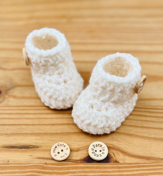 Cream Baby Booties New Baby Booties Neutral Booties Baby Shower
