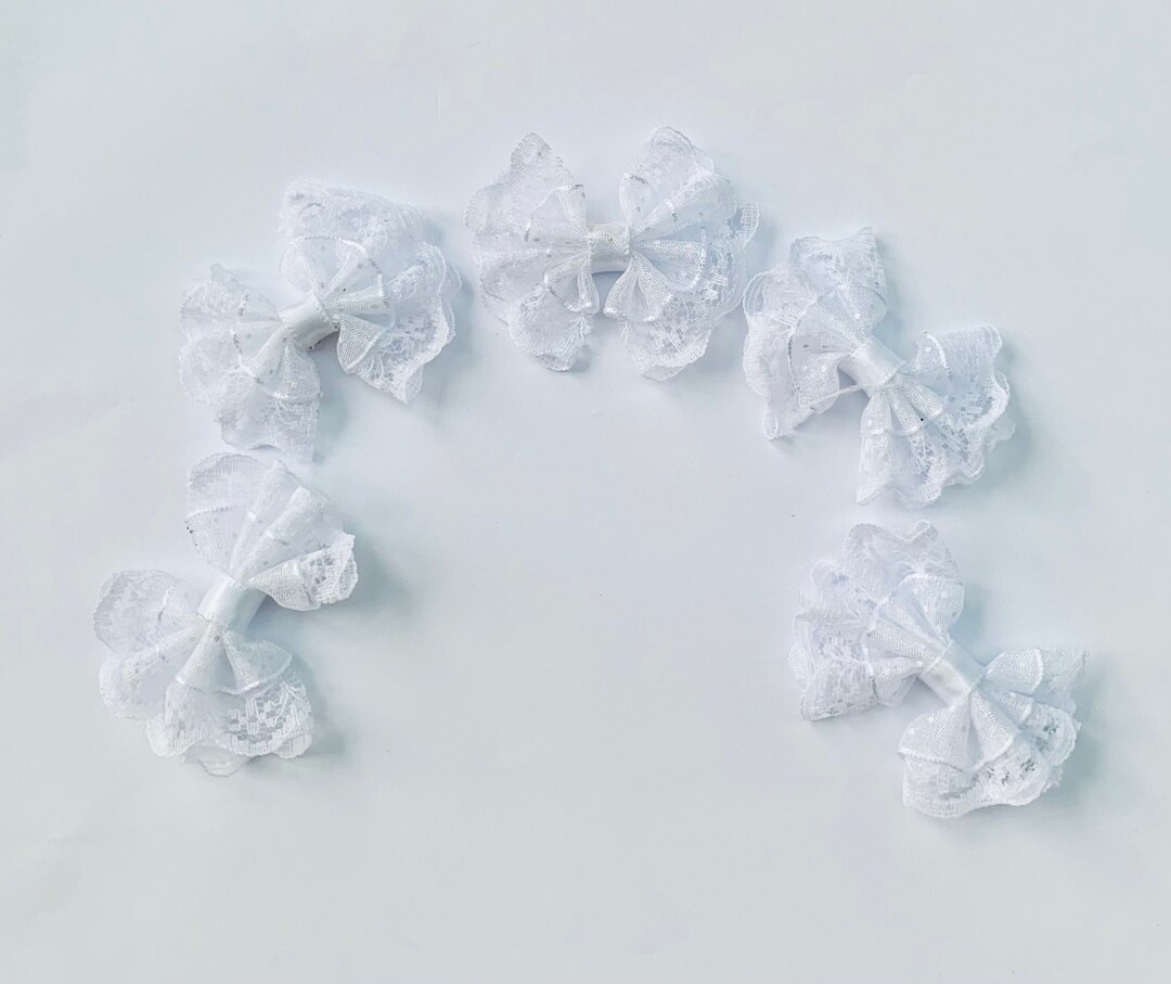 White Ribbon Bows 5 White Bows Ribbon Bows Lace Bows Etsy UK