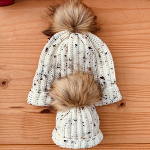 Mum & Baby Matching Ribbed Hats, Baby Hat, Adult Hat, Baby Shower Gift, New Baby Gift, Cream Baby Set, Mum and Baby Gifts, Crochet Beanies