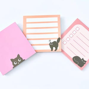 Cute Cat Memo Pad, 3 Mini Notepads, Sticky Notes, Office Organiser, Desk Organiser, To Do Lists, Reminder Notes, Cat Lovers Notes, Post it’s