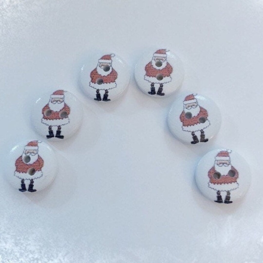 Wooden Buttons, 6 Christmas Santa Wooden Buttons, Sewing, Crochet ...