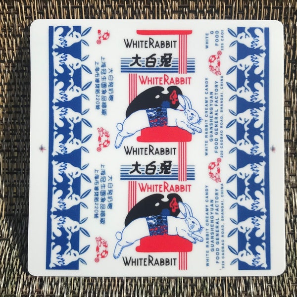 Spooky White Rabbit Candy Wrapper Sticker