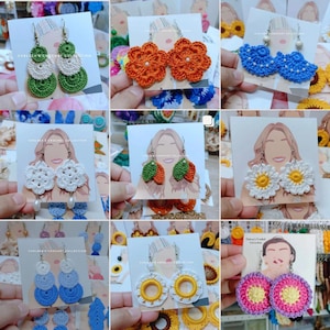 Lot de 9 paires de boucles d&#39;oreilles au crochet faites main