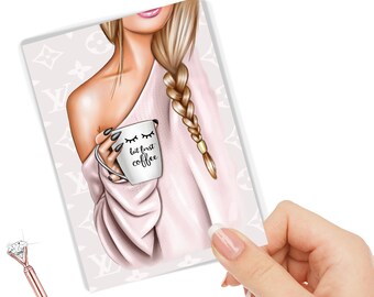 Tablero de control del planificador de café "But First Coffee" / Cubierta laminada para jefas