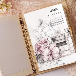 2025 June Calendar Dashboard: Floral Planner Inserts, A5 A6, HP Mini